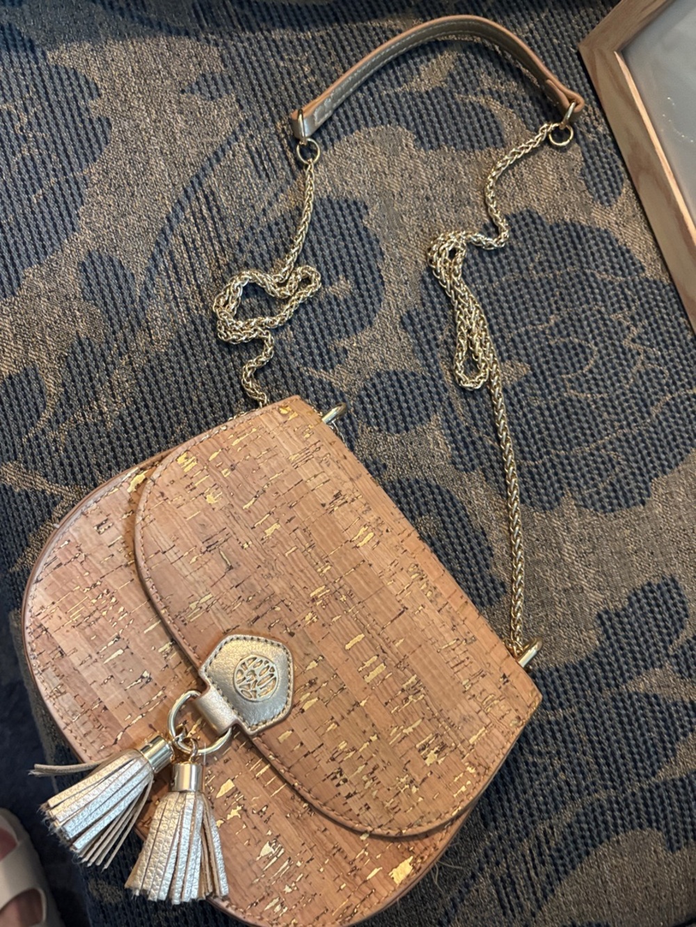 Lilly Pulitzer Cork Crossbody in Tan with Gold Accents